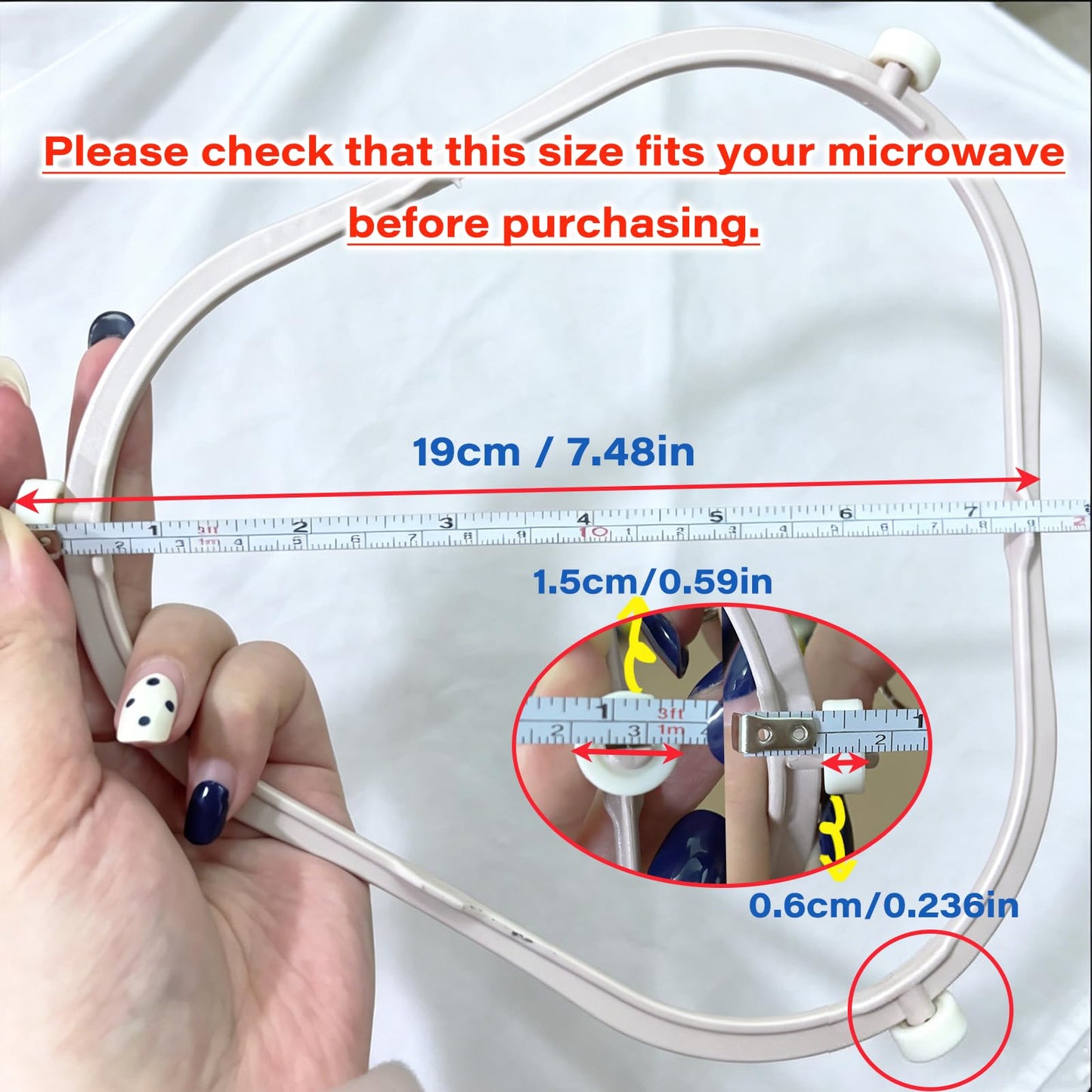 7.48 in W11252182 Microwave Turntable Ring Replacement for Whirlpool with Rollers 8206227 Microwave Glass Tray Support Holder for Whirlpool Microwave Inner Ring Accessories Parts
