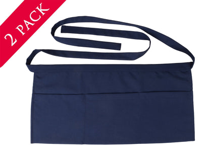 SEW UR LIFE Resist water 3 big Pockets Waist Server Apron Kitchen Restaurant Bistro Cafe Bar Pub Cake Shop Bakery Unisex Half Aprons (2, NAVY)