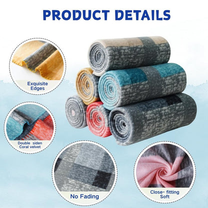 CZFZTXL Fleece Throw Blankets Bulk Fleece Blankets Solid Wholesale Lightweight Warm Soft for Pet Bed Sofa Office Wedding Gifts Travel Seasons Multiple Plaid 50x60 Inches Pack of 6
