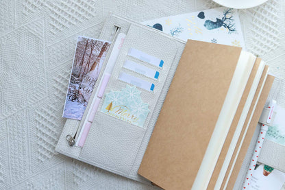 Moterm Companion Traveler's Notebook Cover - Upgraded Design with Back Pocket (Standard Size, Pebble-Cream)