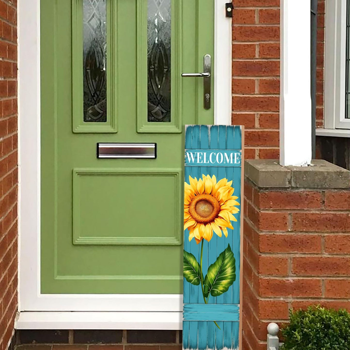 PEROUU Sunflower Welcome Wooden Sign,Spring Rustic Porch Sign for Front Door Decorations, Front Porch Decor Home Hanging Signs Wall Sign 31.5" H