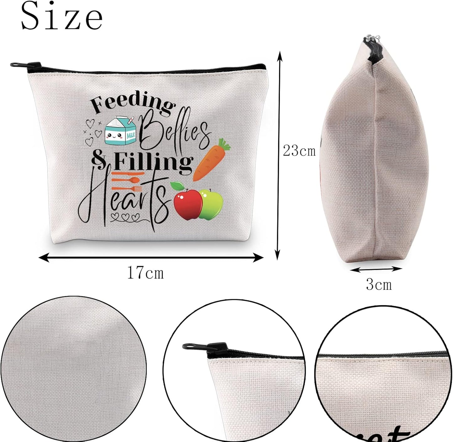 POFULL Gift for Cafeteria Worker - Feeding Bellies Filling Hearts Cosmetic Bag, Lunch Lady Gift (Feeding Bellies bag)