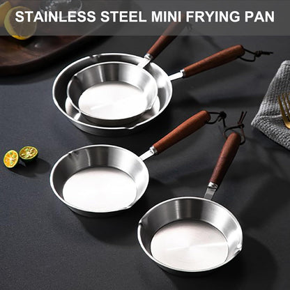 Luqeeg Mini Stainless Steel Frying Pan, Non Stick Egg Pan, Compatible with Induction & Gas Stoves, Ergonomic Handle