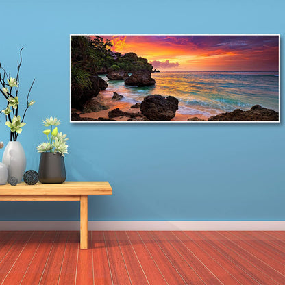 JATOK Large Diamond Painting Kits for Adults (35.5x15.7in), Seaside Sunrise Full Round Drill Diamond Arts, Paint by Diamonds Kits Craft Canvas Perfect for Home Wall Decoration and Relaxation