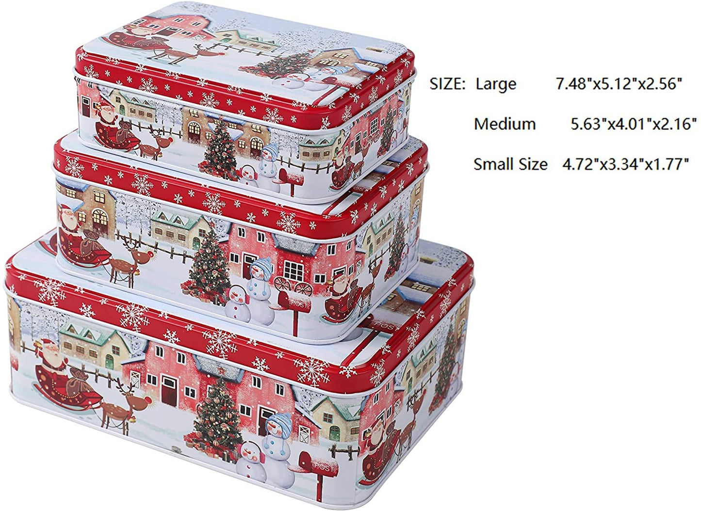 Christmas Cookie Tins Cookie Jars Food Storage - Decorative Cookie Gift Tins, Extra Thick Metal (1)
