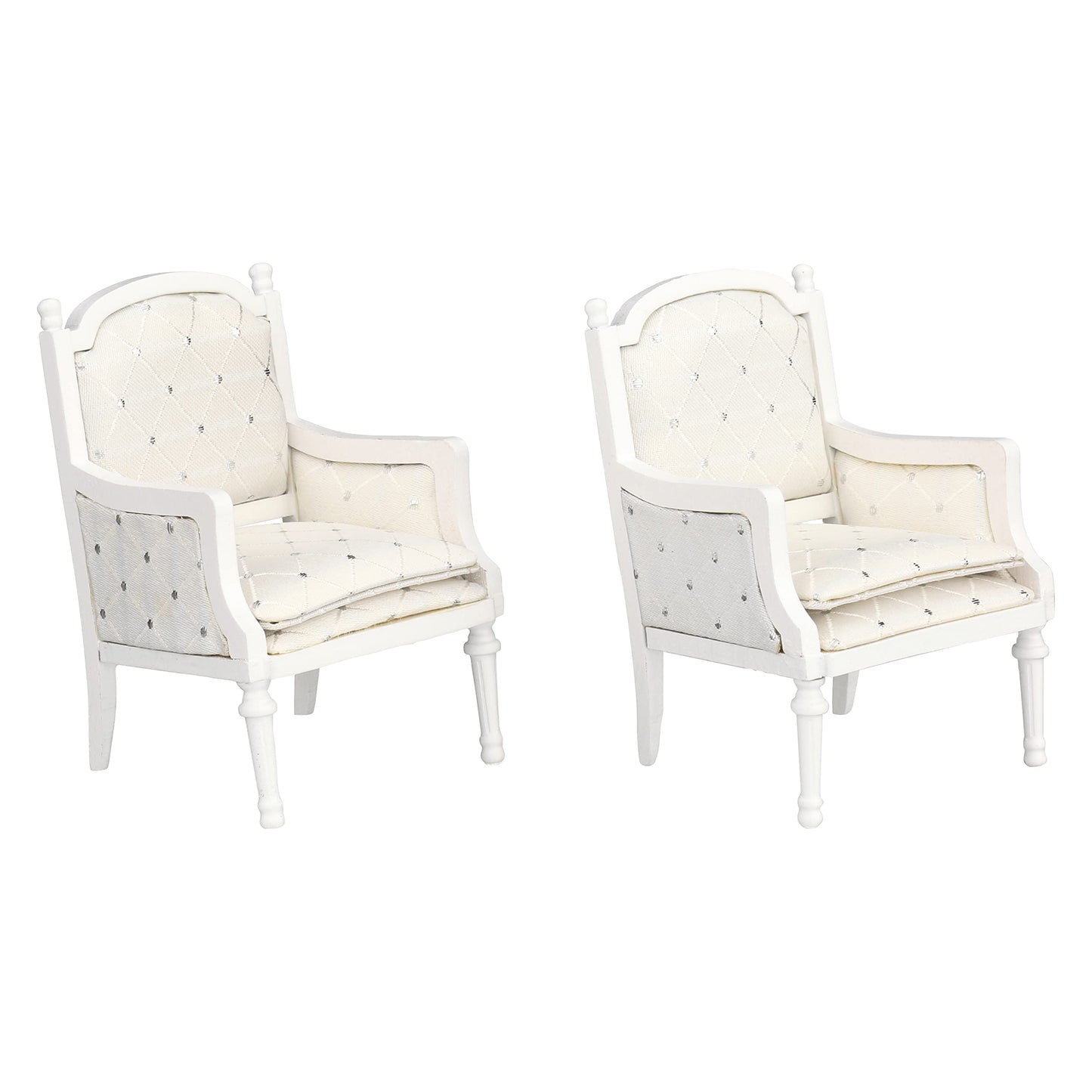 White Wooden Dollhouse Armchairs, Set of 2 Mini Lounge Chairs for Dollhouses, Realistic Furniture for 3–6 Inch Dolls