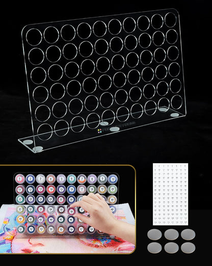 Foreveryoung Diamond Painting Bottle Storage Rack with 60 Slots, Diamond Art Storage Containers for Beads, Compatible with Most Diamond Painting Accessories and Tools, Tidy Workspace (No Jars)