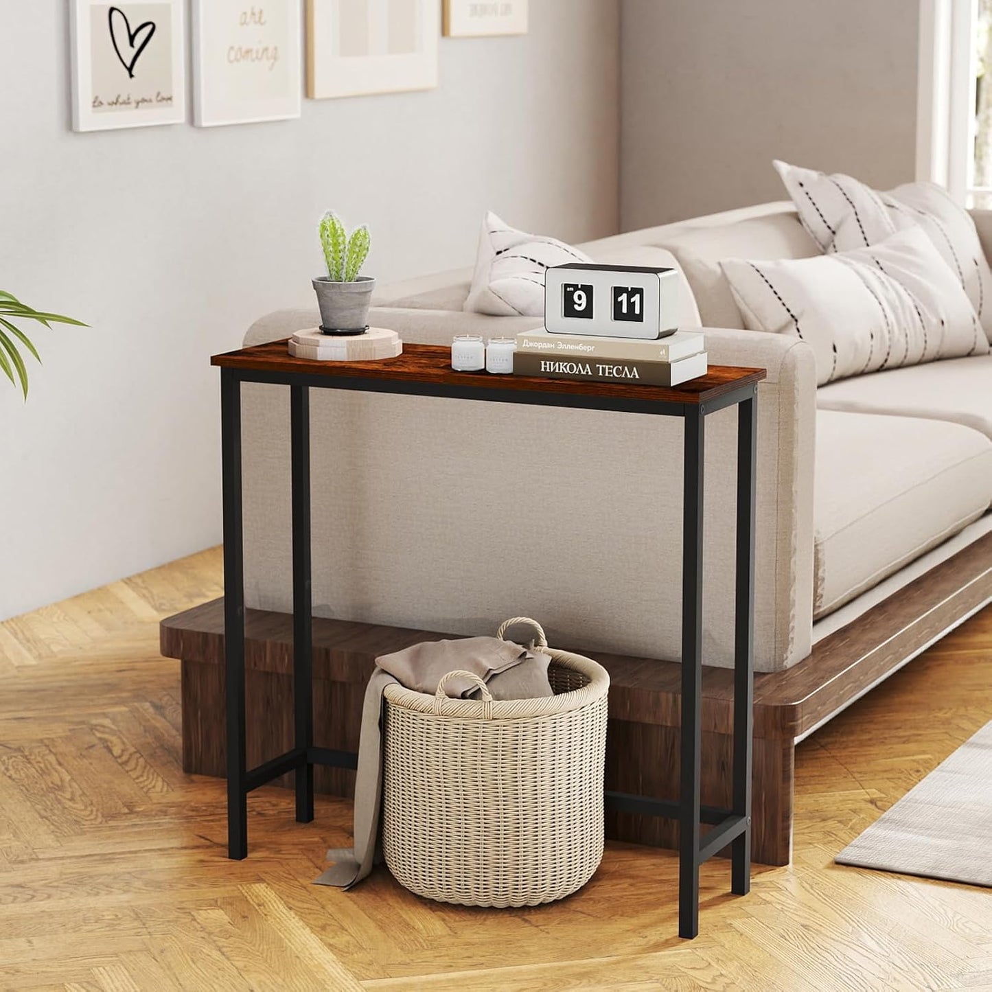 29.5" HollyHOME Narrow Console Table, Slim Entryway Table, Sofa Stand, Hallway Shelf for Hallway, Bedroom, Living Room