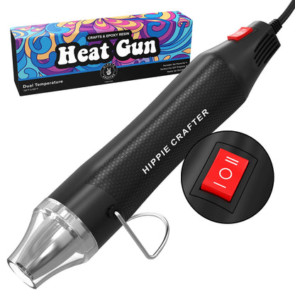 HIPPIE CRAFTER Heat Gun for Crafting, 2-Speed 300W Craft Heat Gun, Mini Hot Air Torch Tool for Resin, Polymer Clay, Candle Making, Shrink Wrapping, Embossing, Epoxy Painting