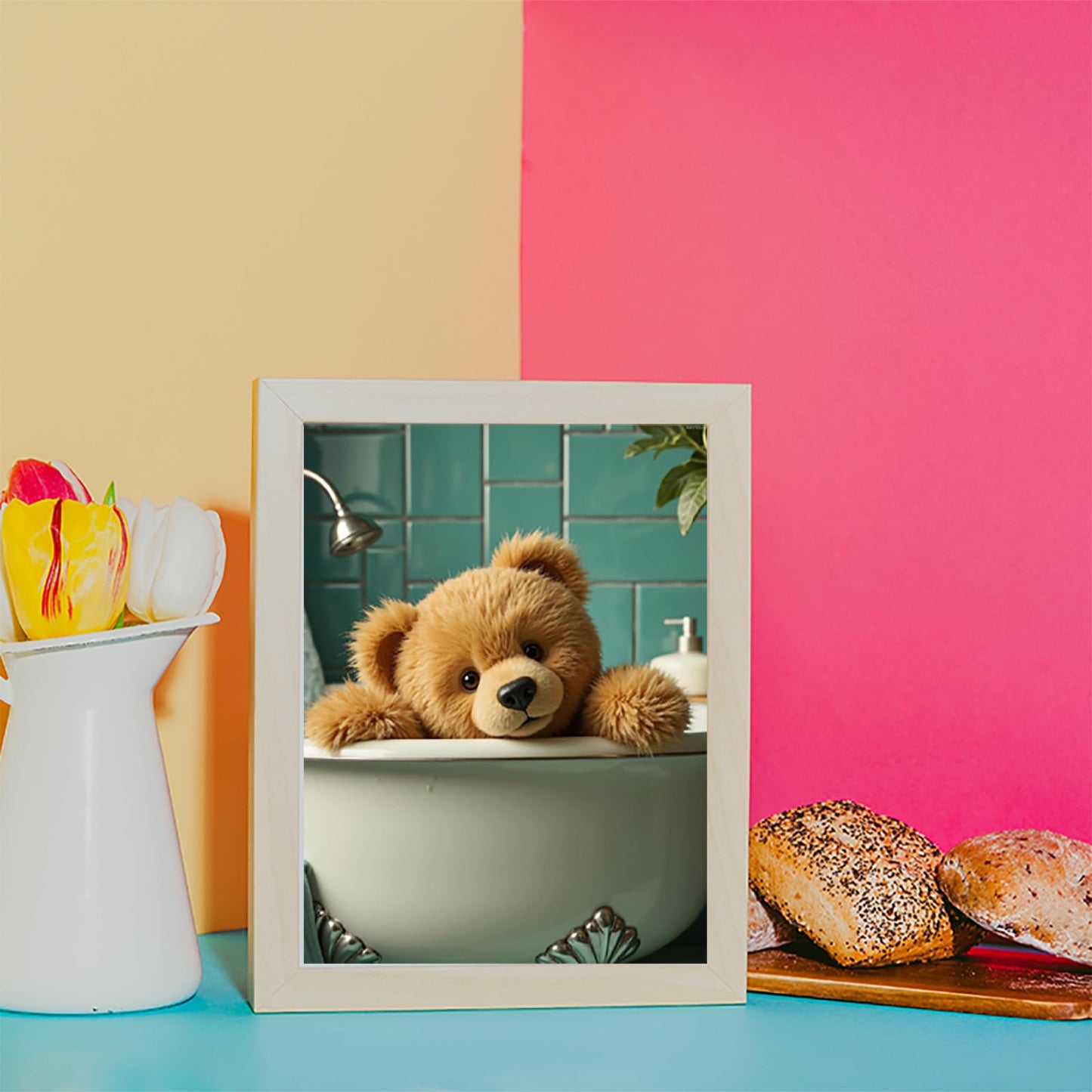 KAYEIUU Cute Teddy Bear Bath Tub Scene Diamond Art Kits for Adults DIY 5D Full Drill Diamond Painting for Home Wall Decor, Frameless Diamond Painting Kits for Adults Beginner 12x16 inch