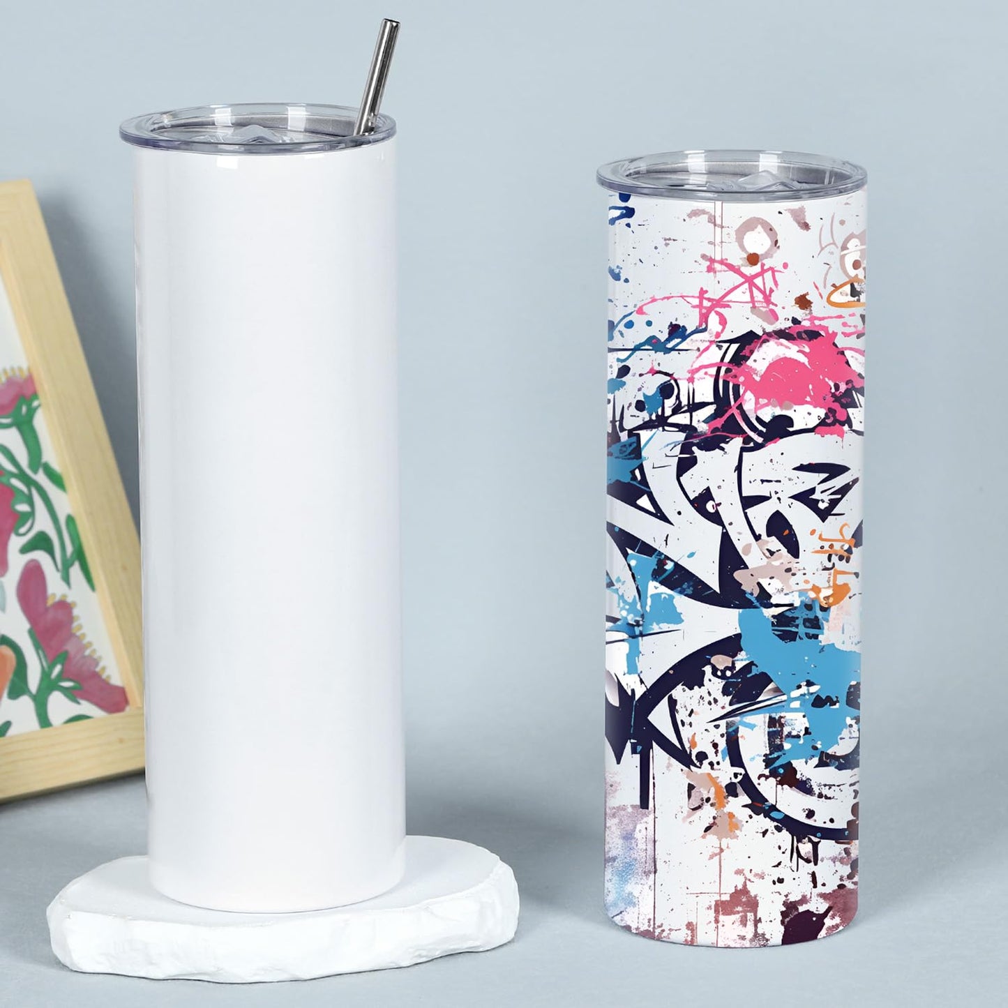 Muwnrol 30 Oz Sublimation Tumblers Bulk, Sublimation Tumbler Stainless Steel Double Wall Vacuum Insulation Cups with Straw, Individually Box (24 Pack)