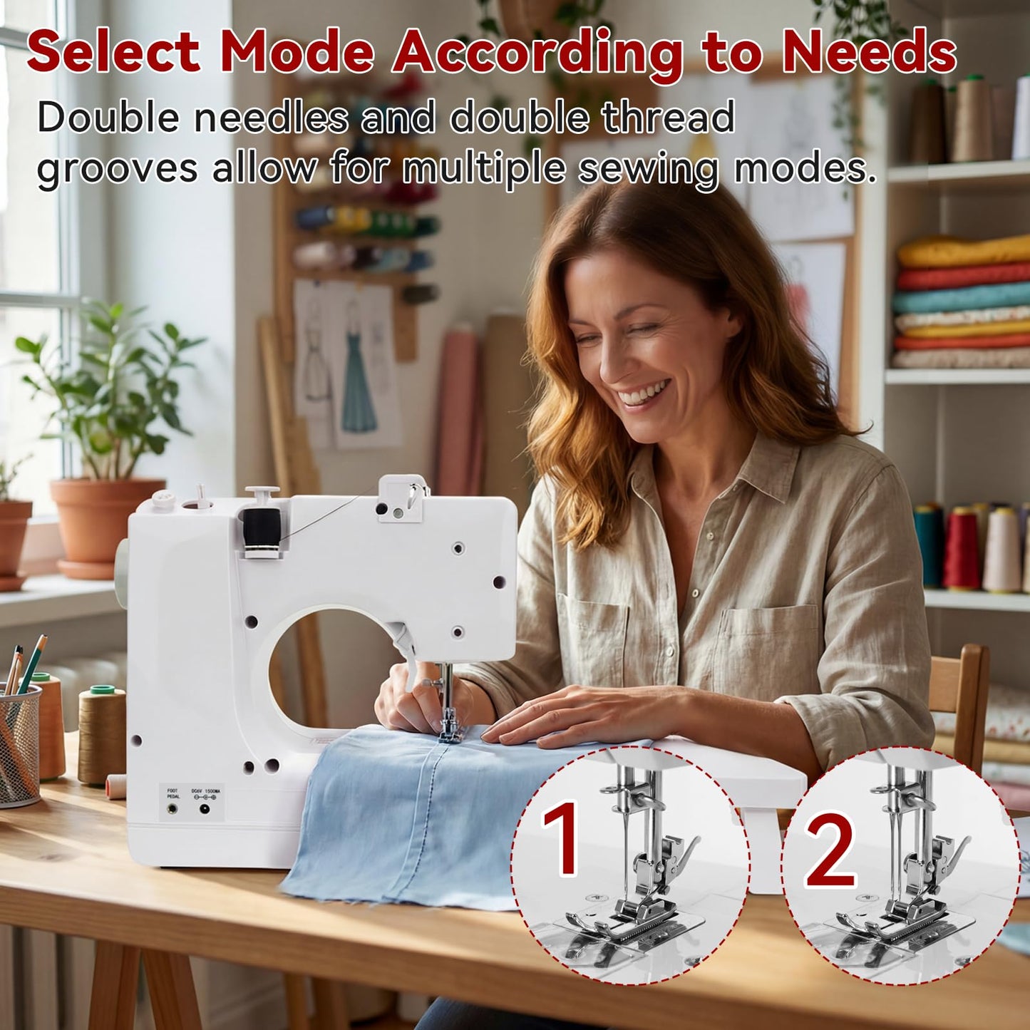 Beginners Sewing Machine for Beginners, Dual Speed Portable Electric Mini Sewing Machine with 14 Stitches, Complete Repair Kit for Clothing Fabrics, Handheld Sew Machine for DIY Travel & Home Use