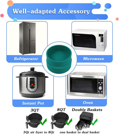 Silicone Air Fryer Egg Pan, Reusable Egg Bite Maker, BPA Free Microwave Egg Cooker, Multi Color, 3Pcs