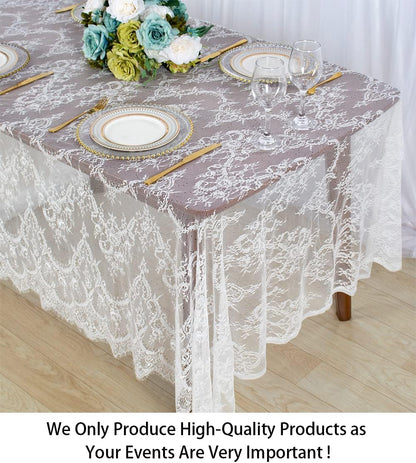ShinyBeauty Rectangular Lace Tablecloth 60x120-Inch 2 Pack Floral Vintage Table Cover for Rustic Party