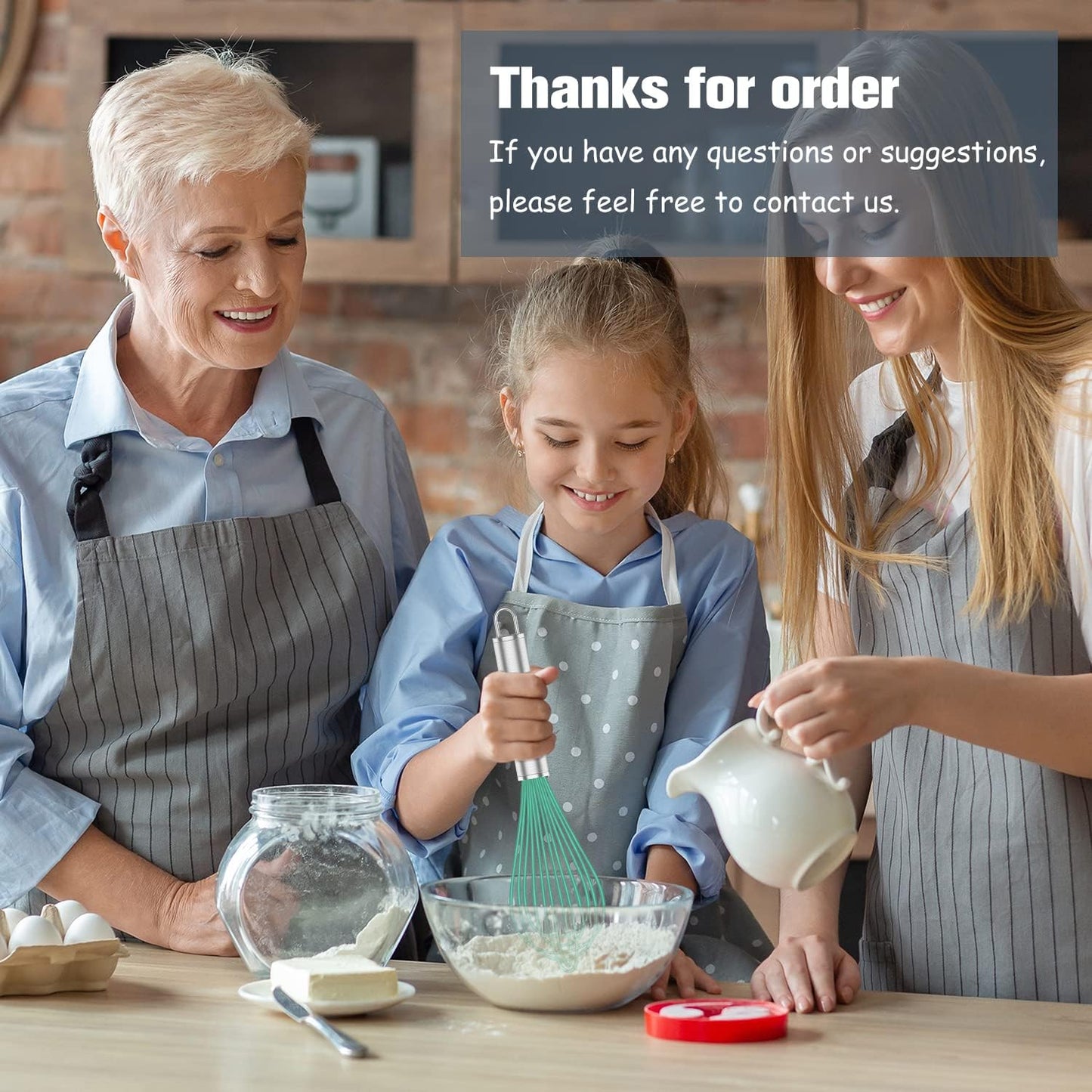Teal Silicone Whisk Set of 3, Professional Non Scratch Cooking Whisks, Stainless Steel & Silicone Tool for Nonstick
