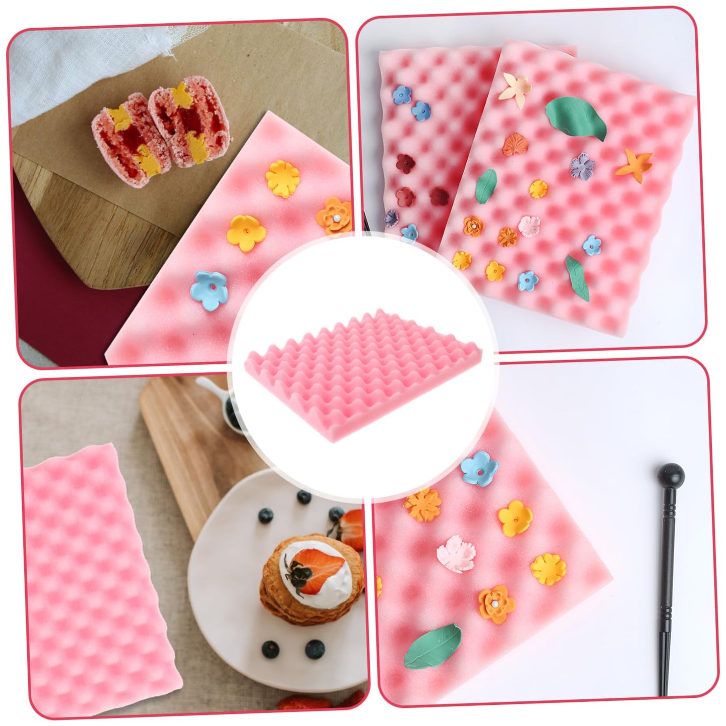JECOMPRIS 2Pcs Fondant Flower Drying Holders Flexible Sponge Mats for Cake Decorating Tools Non Stick for Gum Paste and Royal Icing Flowers Versatile Drying Pad for Creative