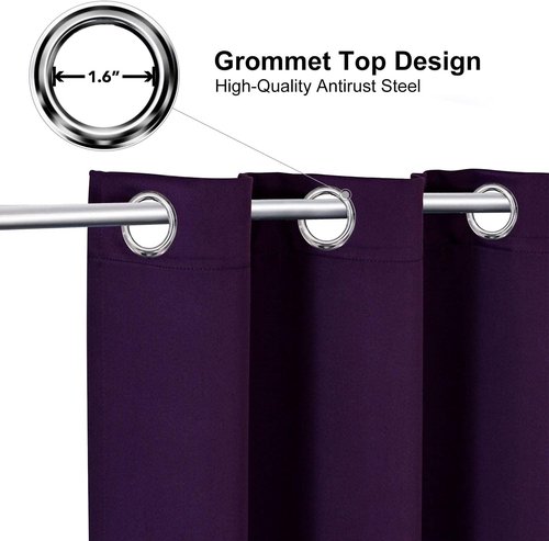 ChrisDowa Grommet Blackout Curtains - Thermal Insulated Room Darkening Panels, Royal Purple, 38W x 45L