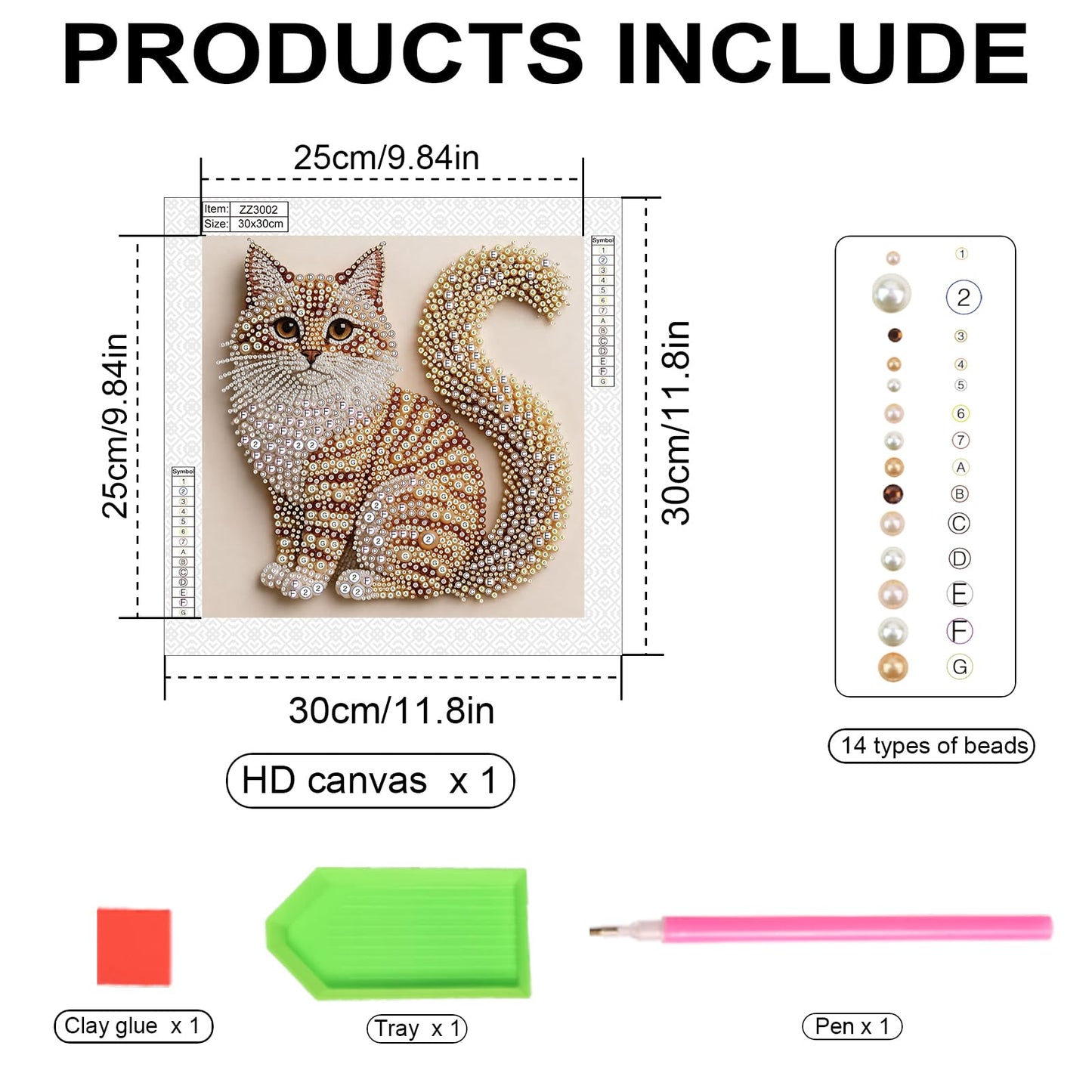 Cat Pearl Diamond Art Kits for Adults, DIY Special Shaped Diamond Painting Kit for Beginners, 5D Diamond Painting Pearl Gem Art for Home Wall Decor 13.8 X 13.8 Inch