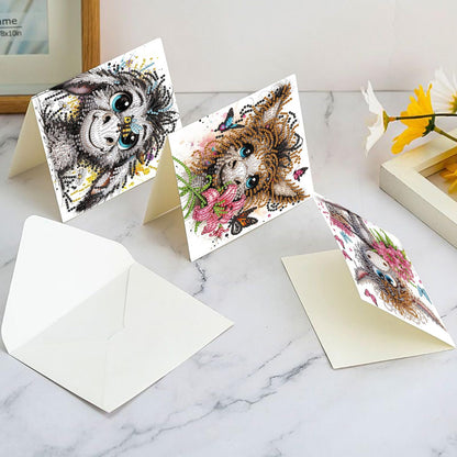 6 Pcs 30x15cm 5D Diamond Painting Greeting Cards Kits, Handmade Festival Greeting Cards with Envelopes DIY Diamond Art Crafts Birthday Cards Sparkling Designs for Birthdays Christmas Holiday (Donkey)