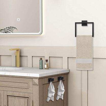 JOPOFI 5 Piece Bathroom Towel Bar Set - Matte Black SUS304 Stainless Steel Towel Holder | 15.7 Inch Wall Mounted Racks