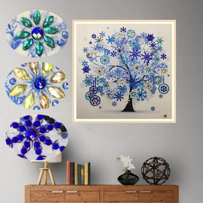 DIY 5D Diamond Painting by Number Kits Diamond Art Special Shape Rhinestones for Adults Beginner Colourful Four Season Tree Home Wall Decor 11.9x11.9 Inch (4 pcs)