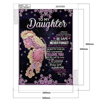 JOYSTRY Diamond Art Dots Painting Kits for Adults, DIY to My Daughter Paint with Diamonds Partial Drill Special Shaped Gem Jewel Crystal Painting Kit for Home Wall Decoration (to My Daughter 16x12in)
