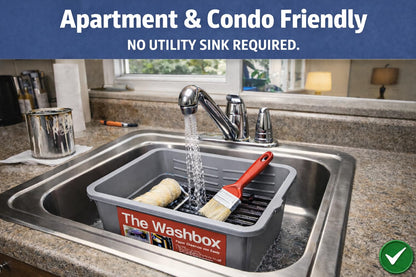 Washbox Paint Brush & Roller Cleaner Tray – Sink Insert for Easy Paint Cleanup – Paint Tool Washer & Cleaning System – Keeps Paint Out of Sink – Made in USA