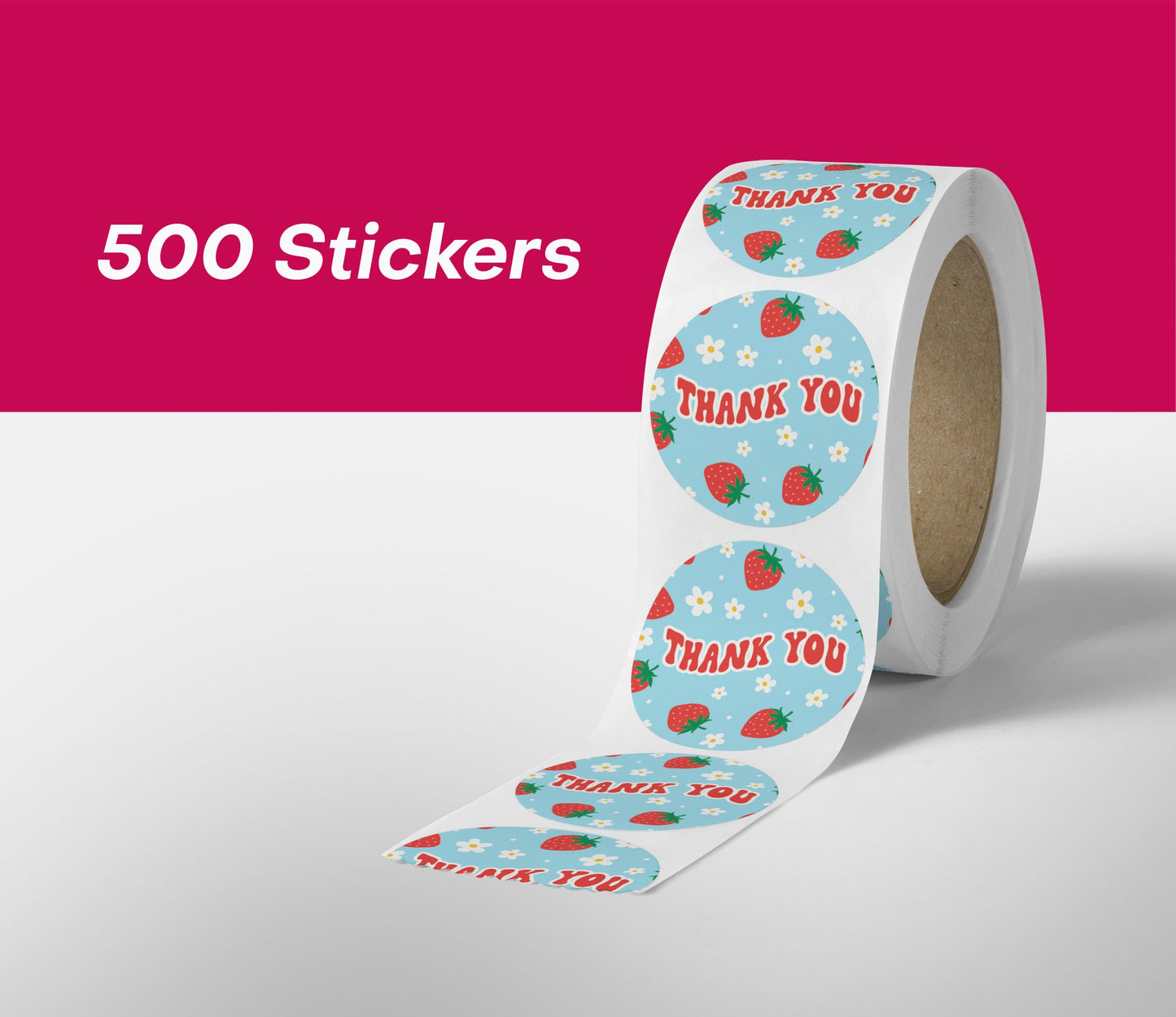 Package Mint 1.5" Round Cute Thank You Stickers - 500 Count Thank You for Supporting My Small Business Stickers - Waterproof and Self-Adhesive Seals for Boxes, Gift Bags, Envelopes - Strawberry