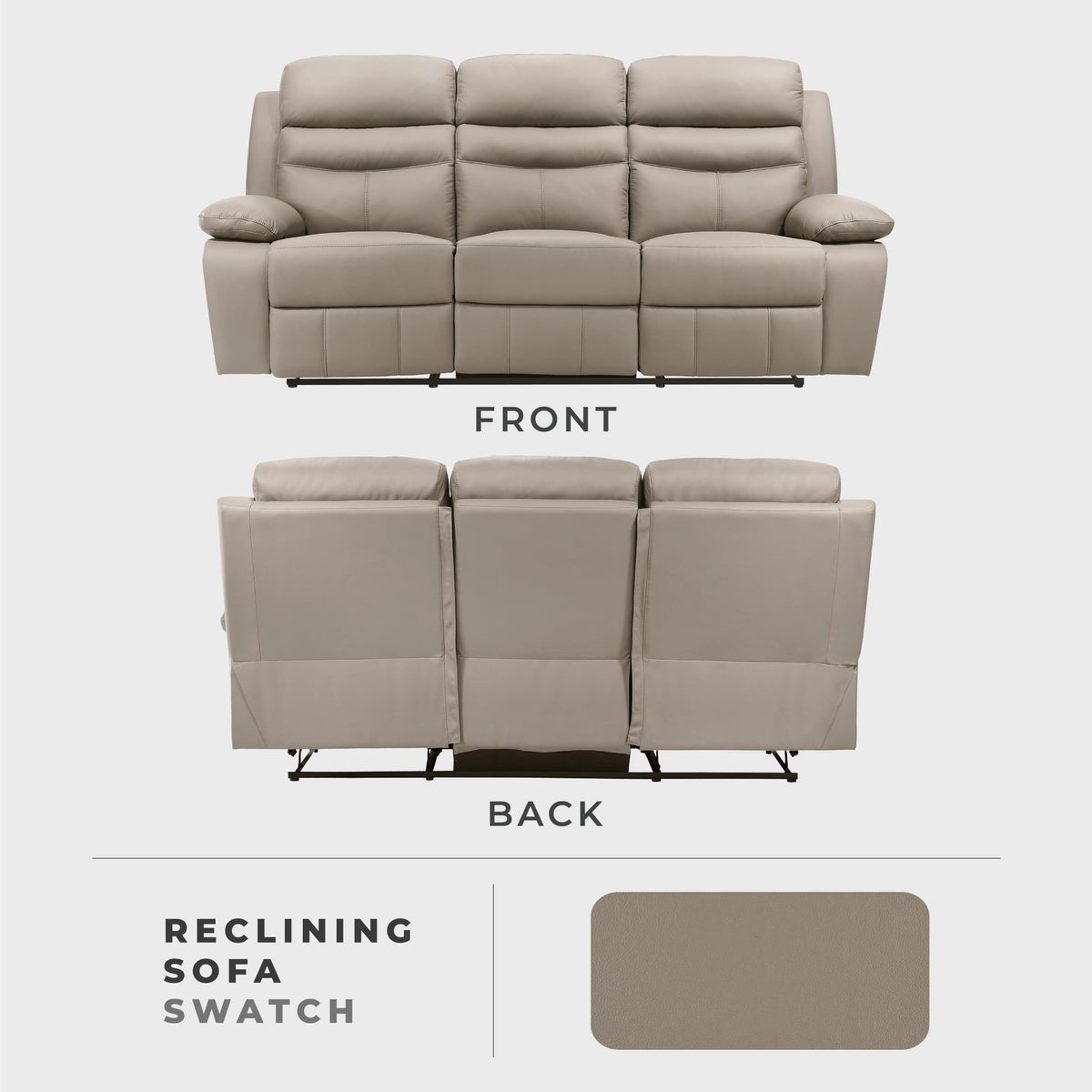 Lexicon 86.5" W Manual Reclining Sofa, Top Grain Leather Match Reclining Sofa, Home Theater Seating, Wall Hugger Recliner Couch, Manual Double Recliner RV Couch for Living Room, Latte