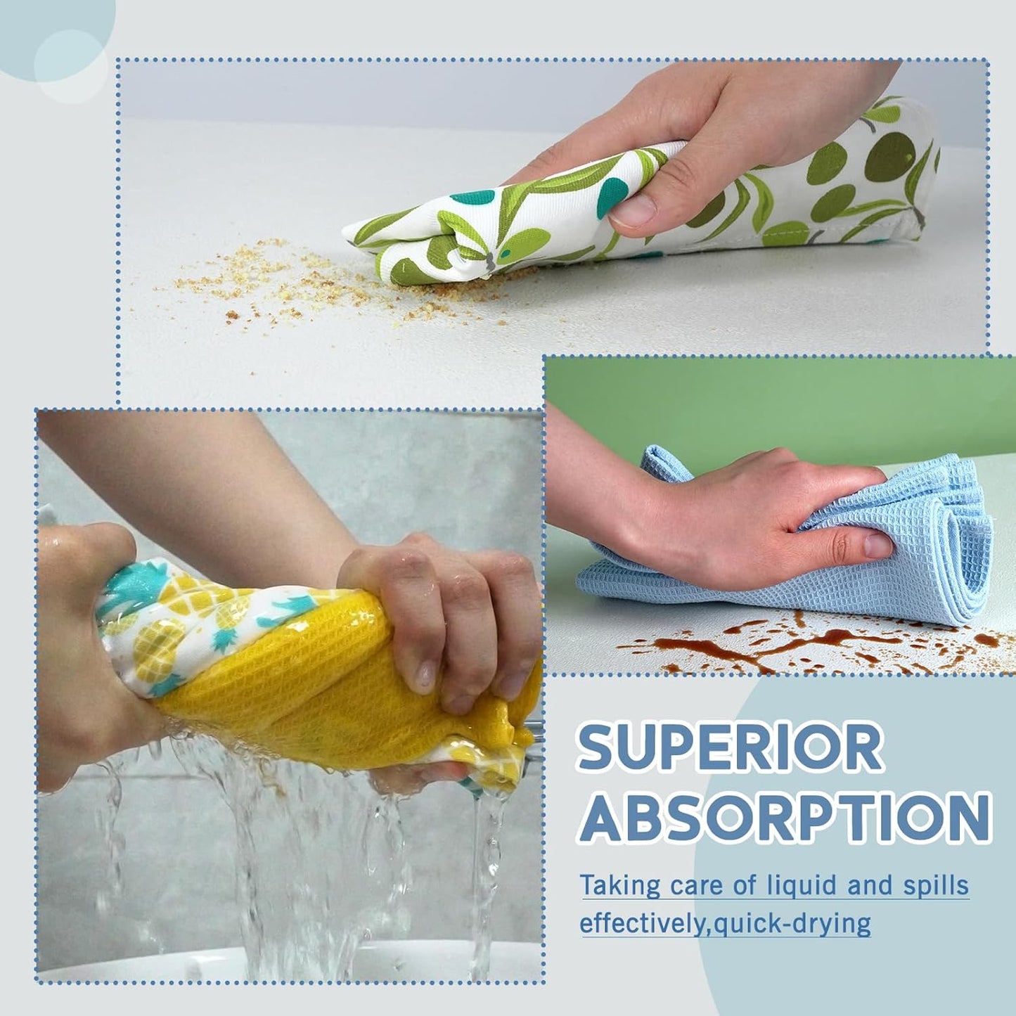 Kitchen Towel Set: 4 Pcs 18x26 Soft Absorbent 100% Cotton Dishcloths for Kitchen Drying, Quick Dry Bar Towel (Olive)