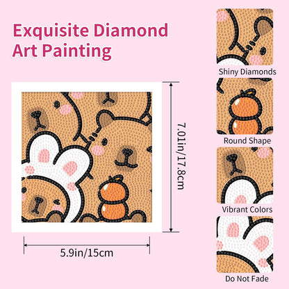 PERFECTSIGHT Cute 5D Diamond Art Kits, Kawaii DIY Painting Art for Adults Teen, 4 Pack Diamond Arts and Crafts Sets, Big Gem Full Drill Diamond Dots for Women (Capybara)