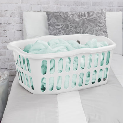 Sterilite Rectangular Laundry Basket - 12-Pack Plastic Clothes Hamper, 1.5 Bushel, White | Ideal for Bedroom & Bathroom Storage