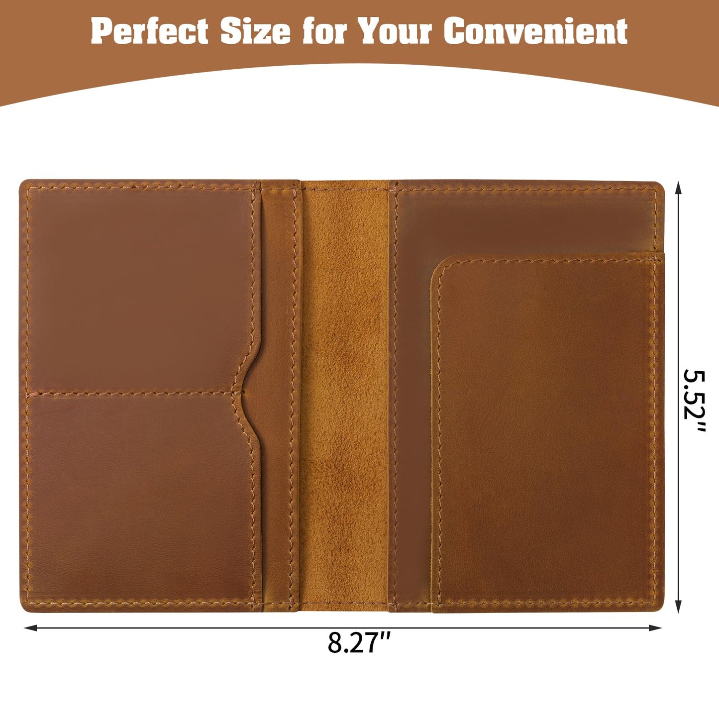 Jack&Chris Leather Passport Holder, Handmade Passport cover, Travel Wallet Cover Case for Men and Women, Leather Travel Documents Organizer Protector, JC107