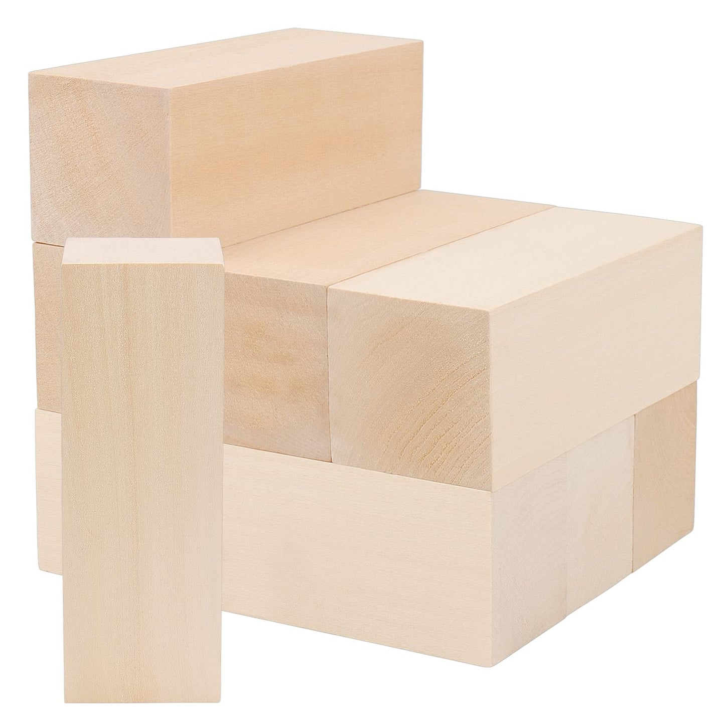 ZOENHOU 10 PCS Basswood Carving Blocks, 6" x 2" x 2" Premium Unfinished Carving Wood Whittling Blocks, Wood Blocks for Crafting Whittling Carving Hobby Block