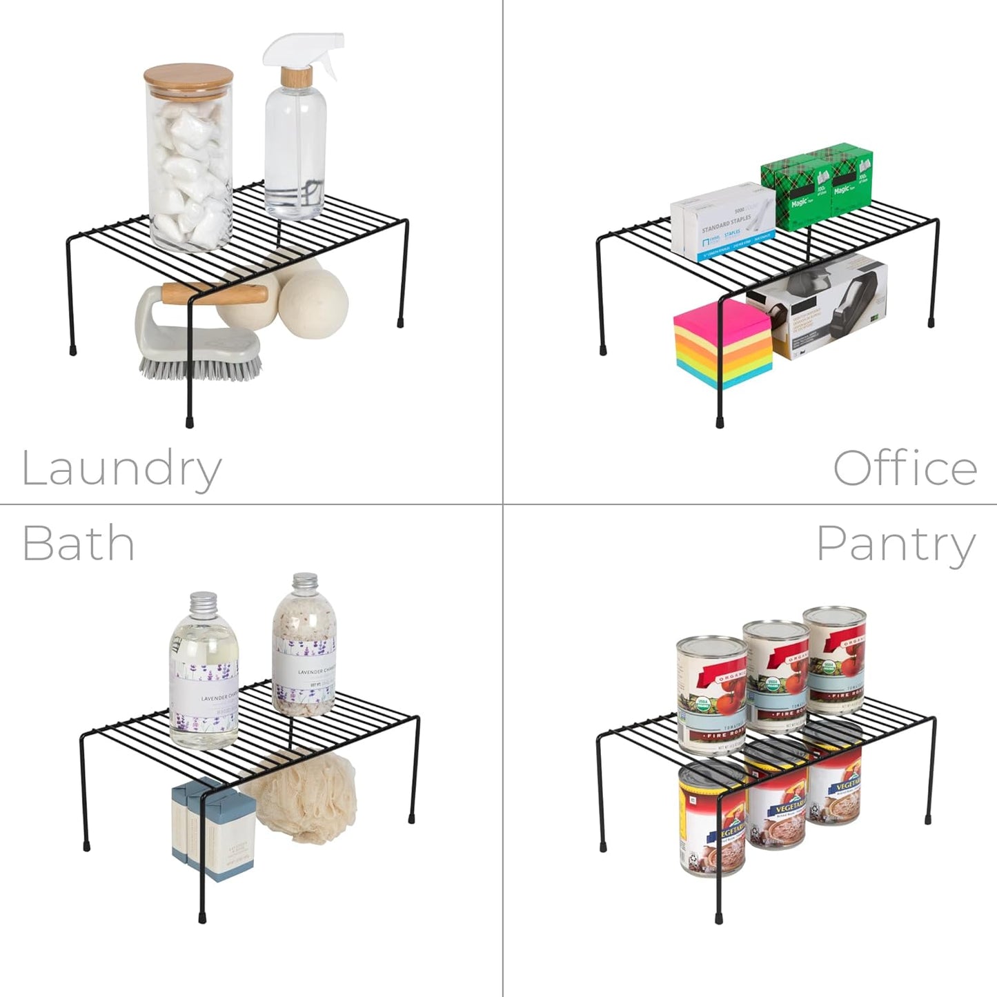 Smart Design Cabinet Storage Shelf Rack, Set of 6, Medium, 8.5 x 13.25 Inch, Non-Slip Feet, Steel Metal Frame
