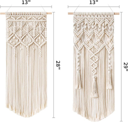 2 28" 13" Mkono Pcs Macrame Woven Wall Hanging Boho Chic Geometric Art Decor - Beautiful Bedroom Nursery Apartment Home