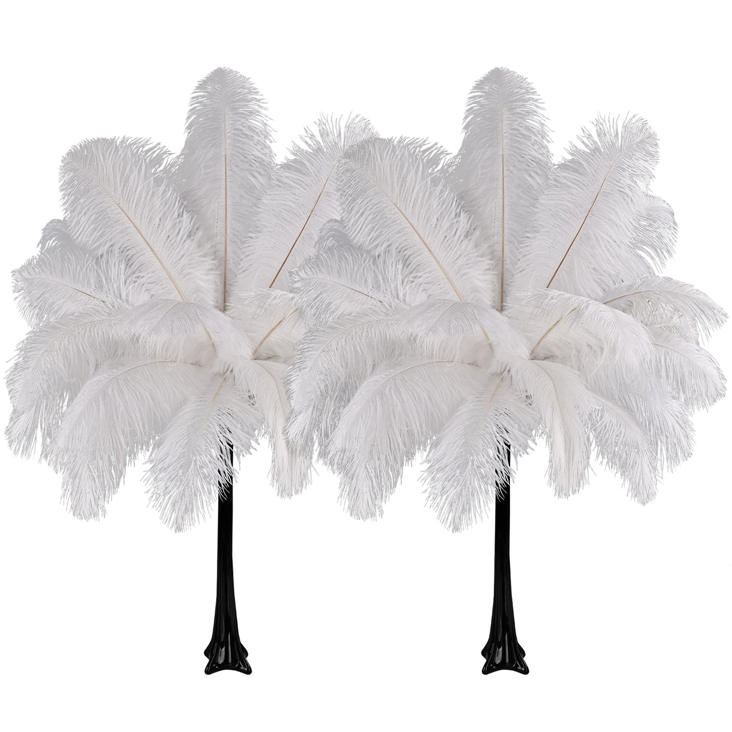 Natural White Ostrich Feathers Bulk 40 Pack, 10-12 in, 8-10 in (20 Pcs Each), for DIY Vase Craft Wedding Party Centerpieces Christmas Decoration