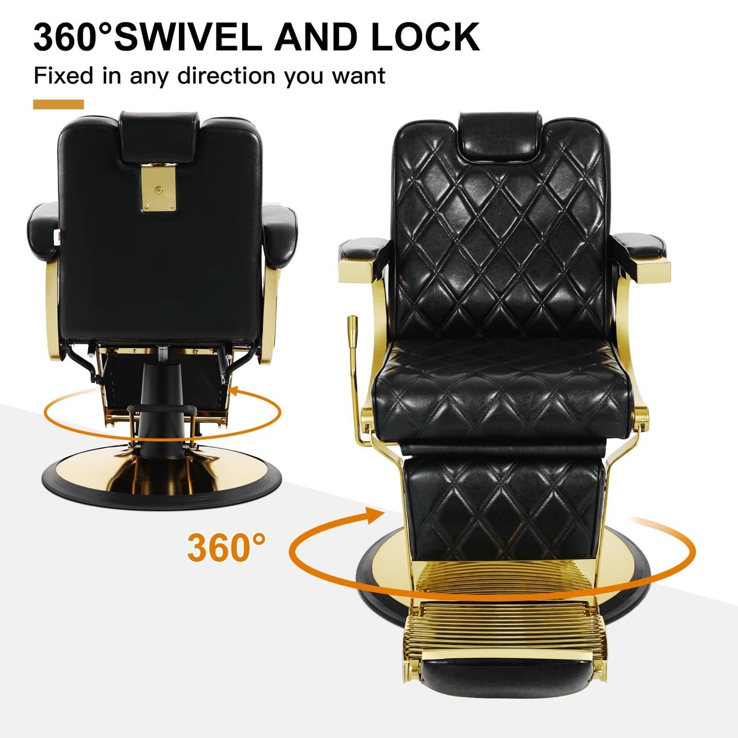 Artist hand All Purpose Barber Chair Wide Backrest Reclining Salon Chair for Hair Stylist Tattoo Chair Makeup Chair for Salon Equipment (Gold)