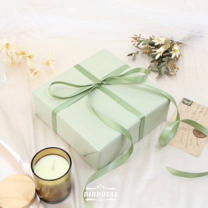 DINDOSAL Sage Green Satin Ribbon, 1/2 Inch x 50 Yards, Thin Ribbon for Wedding Decor, Gift Wrapping, Hair Bows, Baby Shower, Invitations, Bouquet Wrap