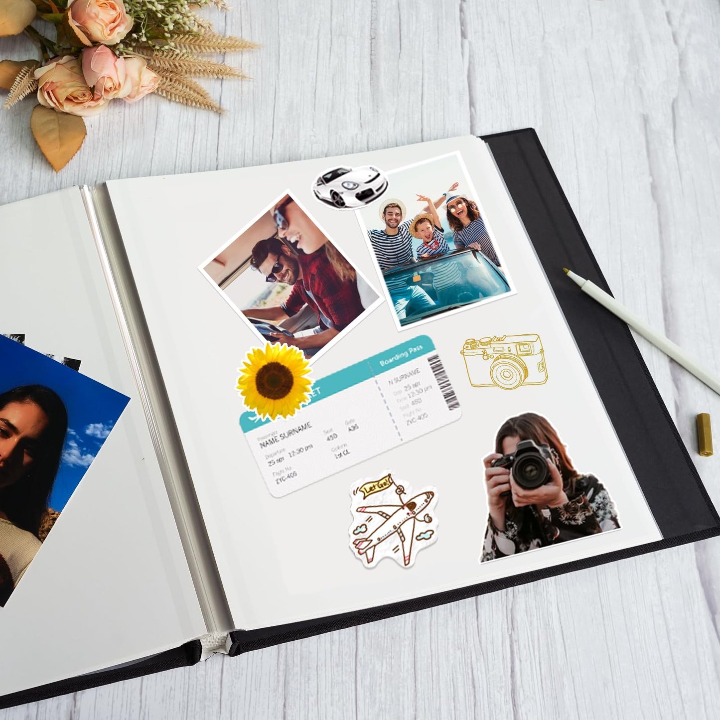 Vienrose Photo Album Self Adhesive for 2x3 4x6 5x7 8x10 Pictures DIY Scrapbook 40 Blank Pages Linen Cover Memory Book for Wedding, Baby Growth, Travel, Black