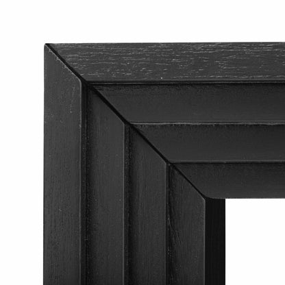 Merax Modern Unique Striped Console Table, Paulownia Solid Wood Veneer Entryway Table for Foyer, Living Room, or Entryway, Black
