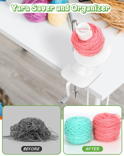 Light-Grey Yarn Winder for Crocheting - Hand-Cranked Yarn Ball Winder - Neat Yarn Cake Winder - Yarn Spinner Roller - Crochet and Knitting Accessories
