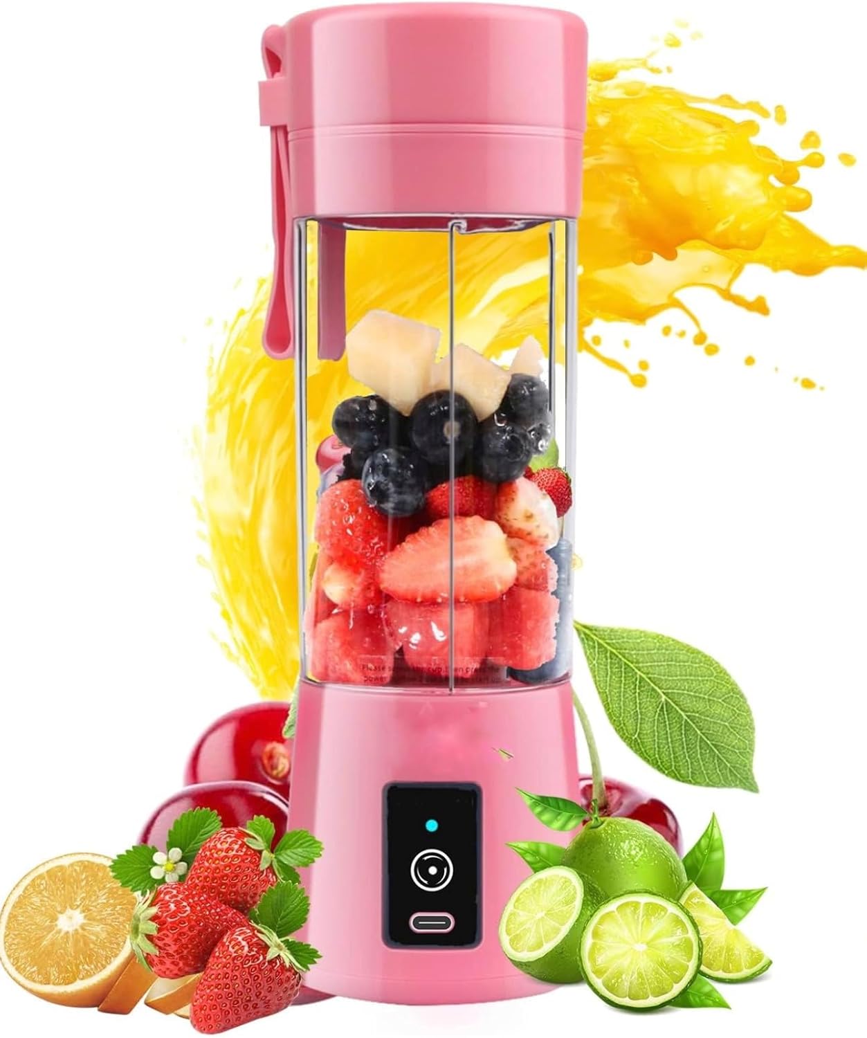 Portable Blender, USB Rechargeable Personal Fruit Blender, Mini Smoothie Blender (Pink)