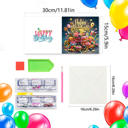 KJMYYXGS 12 Pcs Birthday Diamond Painting Art Greeting Cards Cake Rose Square Drill Greeting Cards Diamond Painting Kits for Adults DIY (Birthday)