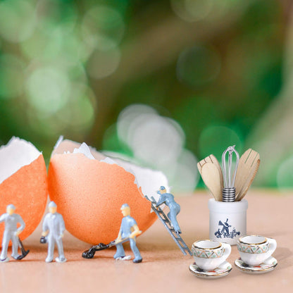 Skylety 37 Pieces 1:12 Scale Miniatures Dollhouse Kitchen Accessories Include 16 Plates Knife Fork Spoon, 6 Egg Beater Utensil, 15 Tea Cup Set(Flora Bloom)