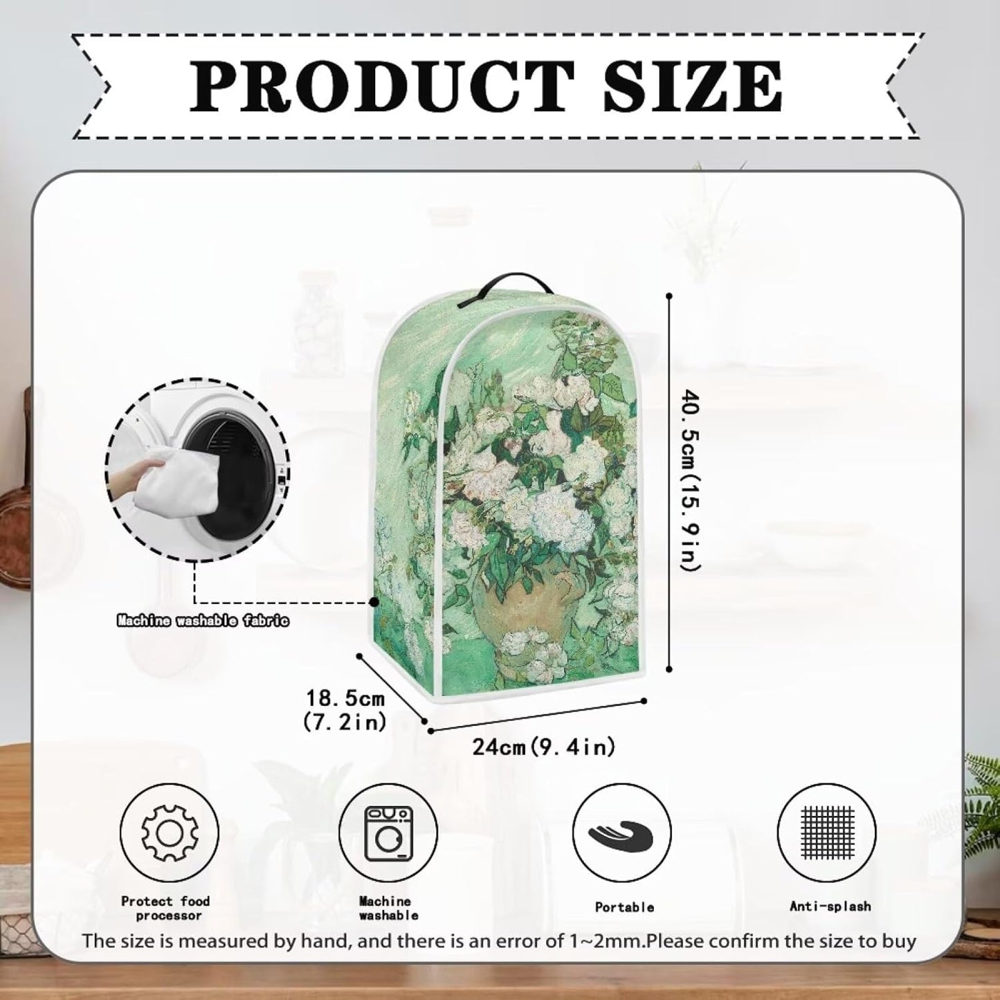 Van Gogh White Rose Blender Appliance Cover, Dust Cover for Stand Mixer or Coffee Maker, Keep Your Kitchen Clean