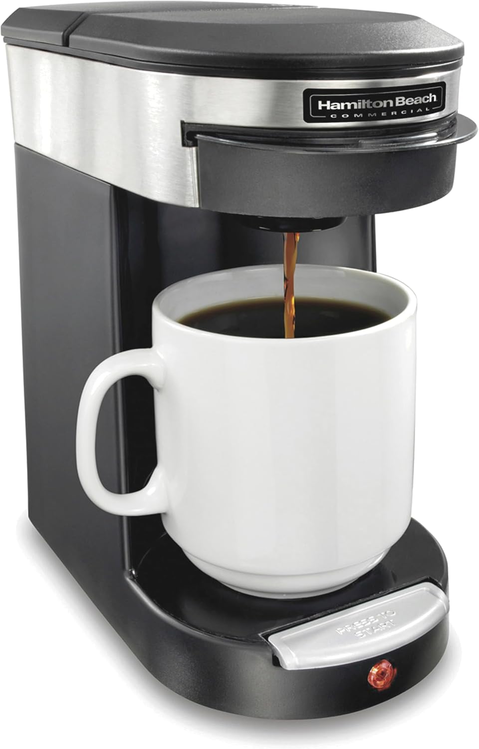 Commercial 1-Cup 3-Minute HDC200S-CA Hamilton Beach Deluxe Coffee Maker, Black/Stainless-Steel, Brew Time, Auto