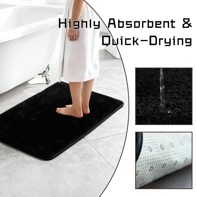 DHSUN Bathroom Rugs Sets 3 Piece, Plush Absorbent Microfiber Non-Slip Bathmat,Coral Fleece,U-Shaped Toilet mat, Bathroom mat, Bath, Shower