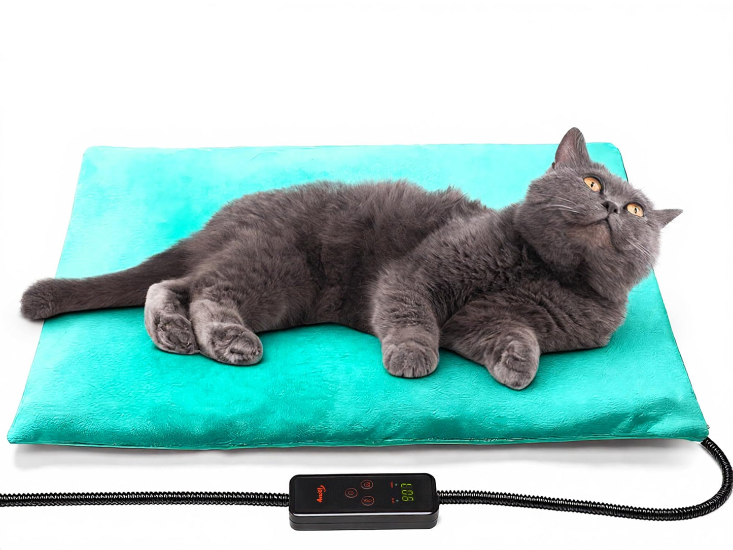 Toozey Small Pet Heating Pad, 6 Adjustable Temperature Dog Cat Heating Pad with Timer, Waterproof Heated Cat Bed with Chew Resistant Cord, Indoor Electric Pet Heated Mat 18x16in