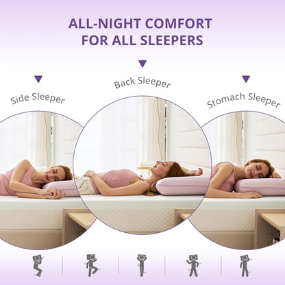 Purple Cooling Pillow - Gel Memory Foam with Reversible Cover for Neck Support | Machine Washable